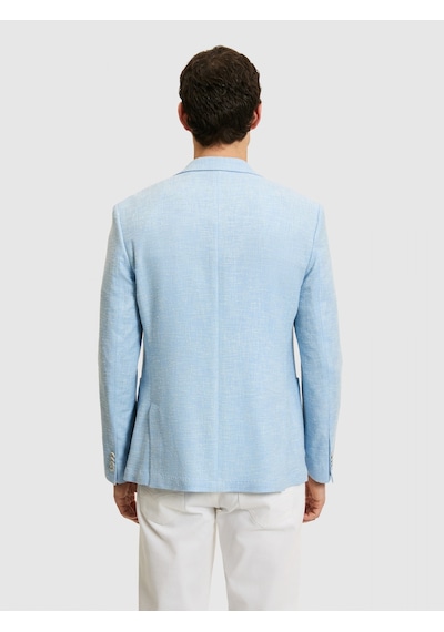 Cacharel Açık Mavi Slim Fit Yün İpek Karışımlı Ceket Denim