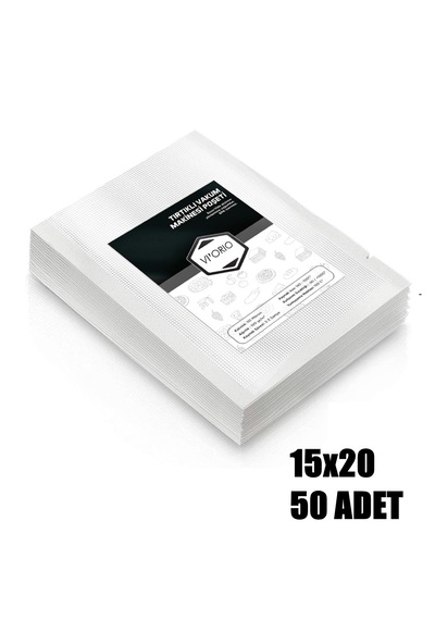 Vı'orıo 15x20 Tırtıklı Vakum Makinesi Poşeti 50 Adet