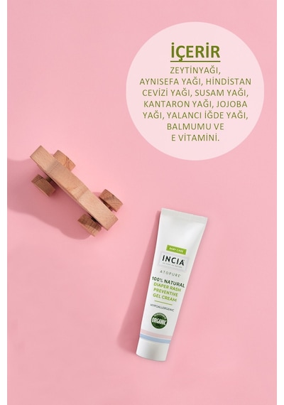 INCIA %100 Doğal Pişik Önleyici Jel Krem Organik Yalancı İğde Bakım Kremi Bitkisel 60 ml