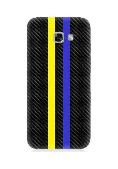 Samsung Galaxy A3 2017 Uyumlu Sarı Lacivert Karbon Motif Desenli Silikon Kılıf