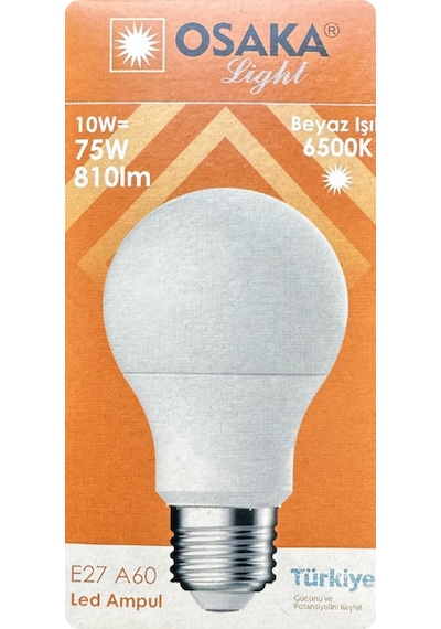 6 Adet Osaka 10w 75w Beyaz Işık 6500k E27 Duylu Kalın Duy Led Ampul