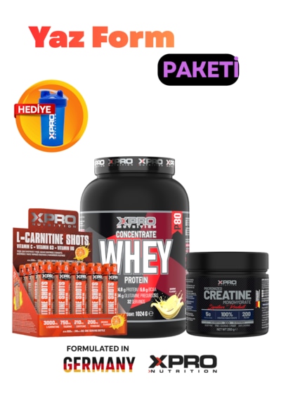 Xpro Nutrition Whey Muz 1024gr + Creatıne 250gr + L-carnıtıne Shots