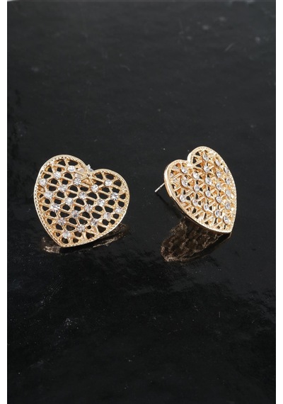 Kadın Kalp Figürlü 2.5 Cm Zirkon Taşlı Küpe Çok Renkli