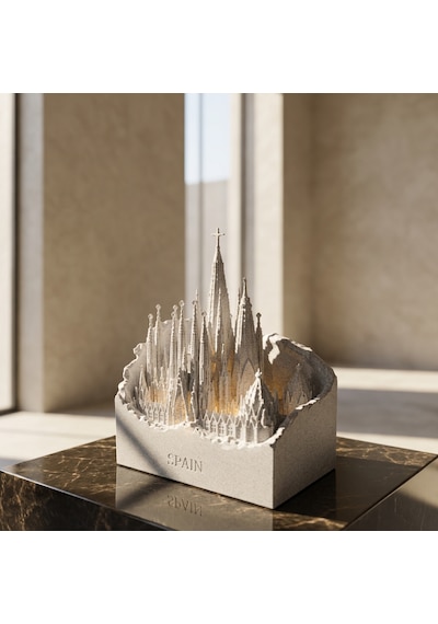 Dünya Mirasları Led Işıklı 3d Dekoratif Yapılar Koleksiyonu Sagrada Familia Gri