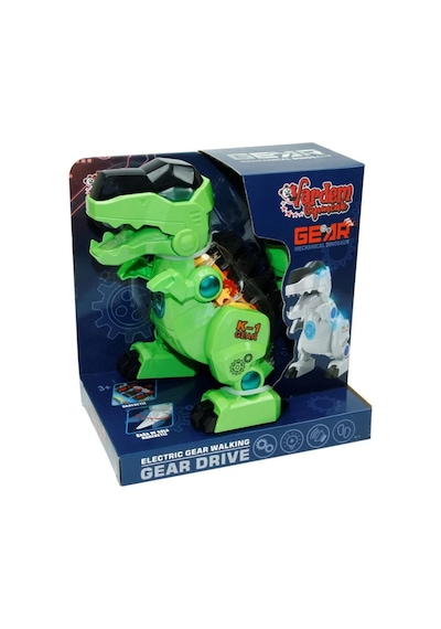 Vardem Oyuncak K-1 Gear Şeffaf Gövdeli Işıklı Sesli Yürüyen T-rex Robot Dinozor Yeşil Çok Renkli
