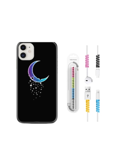 Apple Uyumlu iPhone 13 Kılıf Kablo Koruyuculu Moon Star 1851