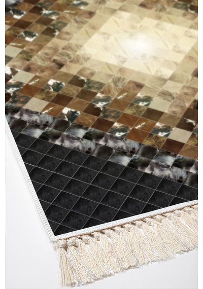 Eko Trend Djt Banyo Paspası Yıkanabilir Kaymaz Taban 759 Patchwork Siyah