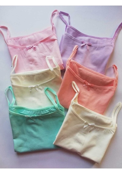 Kota Kız Çocuk Paket Ince Askılı Atlet 6'lı Ekru-lila-somon-mint-pembe