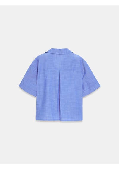 DİLVİN 50547 %100 Pamuk Crop Gömlek-indigo İndigo