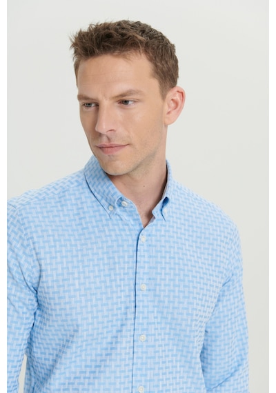 AC&Co / Altınyıldız Classics Erkek Acık Mavı %100 Pamuk Slim Fit Dar Kesim Düğmeli Yaka Armürlü Gömlek Acık Mavı AC&Co / Altınyıldız Classics Erkek Acık Mavı %100 Pamuk Slim Fit Dar Kesim Düğmeli Yaka Armürlü Gömlek Acık Mavı