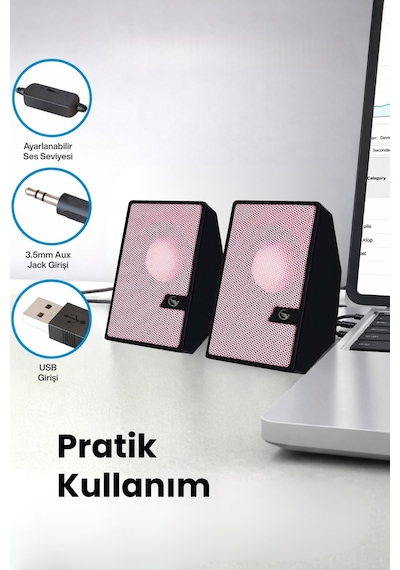 2 Li Tak Çalıştır Usb Bilgisayar Hoparlörü Güçlü Ses, Kompakt Tasarım, Ev-ofis Kullanıma Uygun