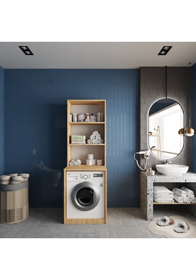 Aspen Çamaşır Ve Kurutma Makinesi Dolabı Banyo Dolabı Meşe Beyaz Beyaz - Meşe Aspen Çamaşır Ve Kurutma Makinesi Dolabı Banyo Dolabı Meşe Beyaz Beyaz - Meşe