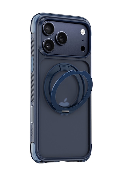 Apple iPhone Uyumlu 18 Pro Kılıf Wiwu Ag-203 Aeroguard Ultra Serisi M-safeli Airbag Standlı Kapak Lacivert