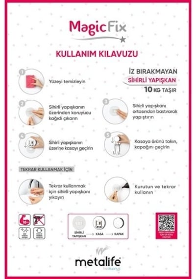 Metalife Yuvarlak Havluluk Iz Bırakmayan Yapışkan