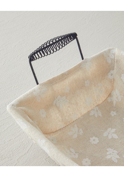 Woven Metal Ekmek Sepeti 30x23x8,5 Cm Krem