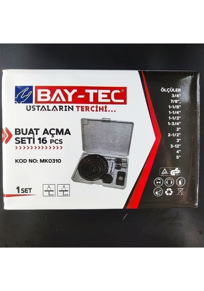 Profesyonel 16 Parça Panç Seti Kartonpiyer Sunta Alçıpan Delici Testere Takımı Kartonpiyer