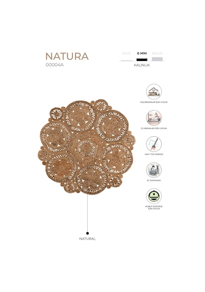 Natura El Dokuma Jüt Bohem Tarz Otantik Salon Oturma Odası Koridor Yatak Odası Natural Halı 00004a Naturel