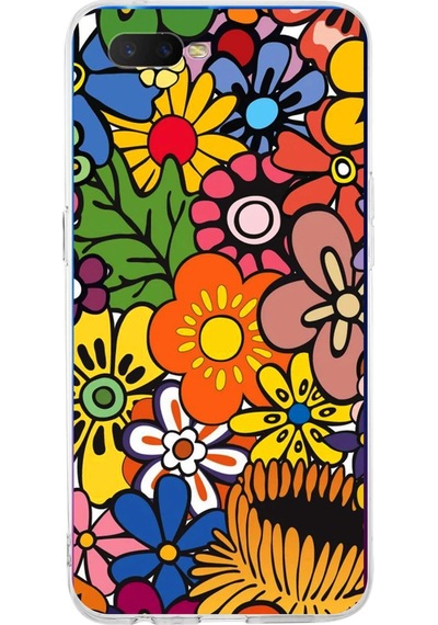 Oppo Rx17 Neo İle Uyumlu 1mm Slim Fit Retro Renkler 2 Baskılı Şeffaf Kılıf