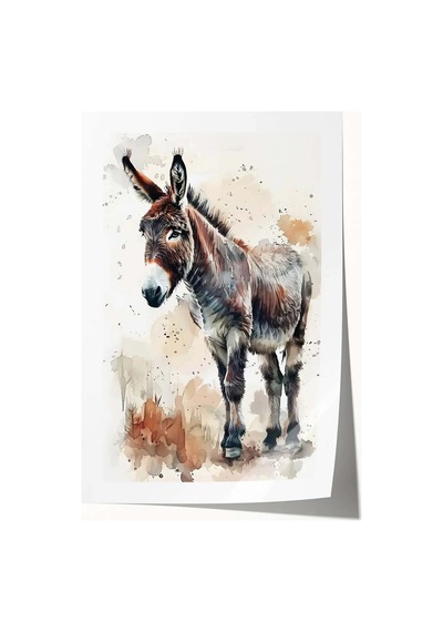 Donkey Figürlü Watercolor Duvar Tablosu 50x70cm - Pvc Canlı Uv Baskı Çerçevesiz Tablo