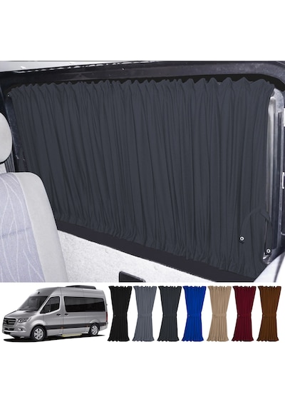 Pandami Mercedes Sprinter W907 Orta 2018+ Uyumlu Füme Raylı Oto Perde Takımı