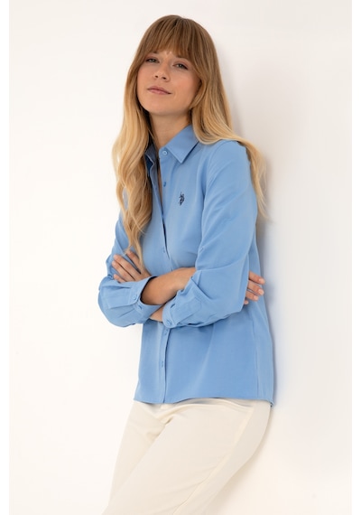 U.S. Polo Assn. Kadın Açık Mavi Uzun Kollu Basic Gömlek 50316711-VR003