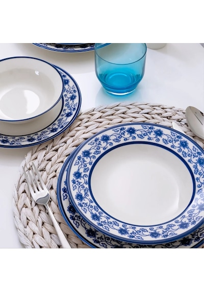Güral Porselen Yonca 24 Parça Yemek Takımı Koyu Mavi 4832