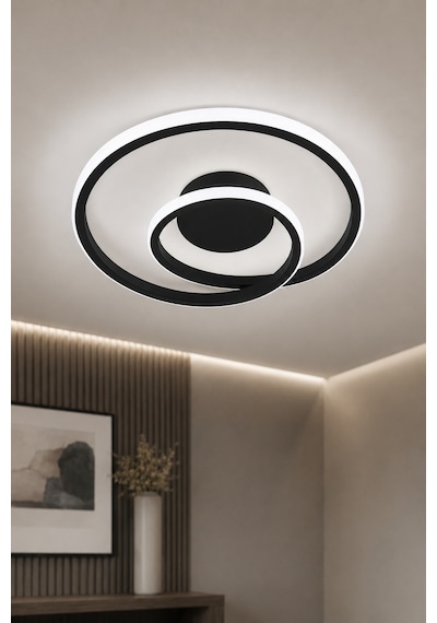 AvizeGO Omisa Led Plafonyer Avize Beyaz Işık Siyah
