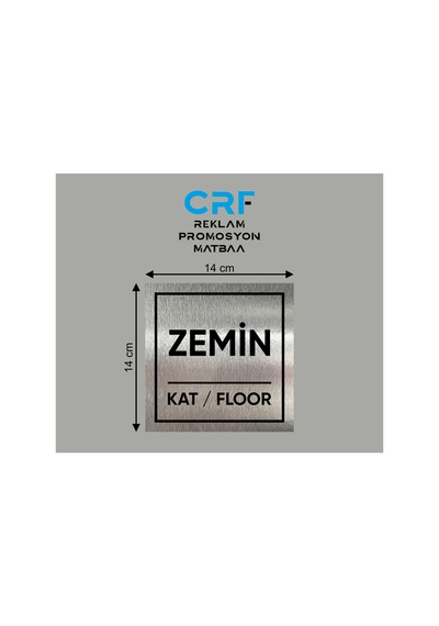 Alüminyum Kat Yönlendirme Levhası Zemin Kat 14x14 Cm Arkası Yapışkanlı