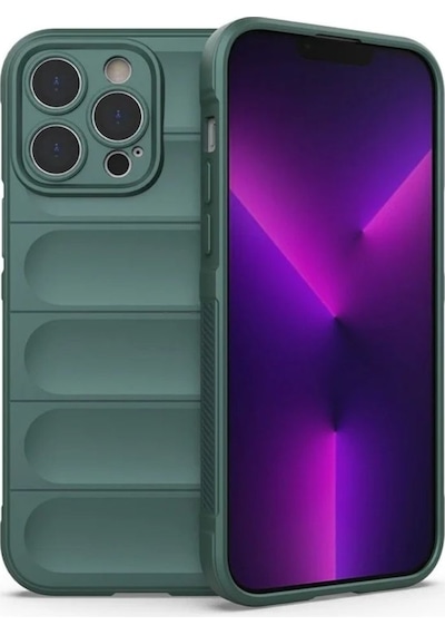 Apple Uyumlu iPhone 14 Pro Silikon Kılıf - Kamera Korumalı Esnek Yeni Nesil Airbag Kapak-Yeşil