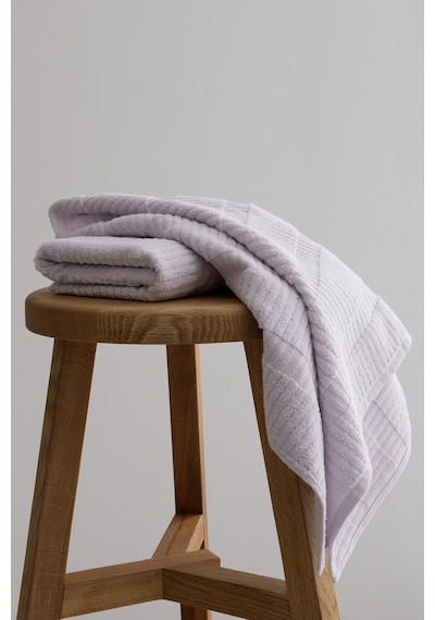 Ivory Lila Bordürlü Mikro Fiber %100 Pamuk 2li Banyo Havlusu Seti Lila