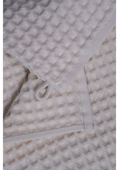 %100 Pamuk Premium Pike Desenli 2 Li Set Bej: Havlu 50x100cm El, Yüz Havlusu & 16x22cm Kese Bej