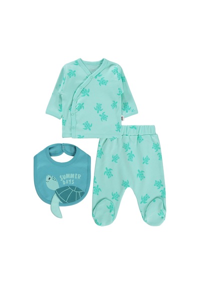 Civil Baby Kaplumbağa Empirme Zıbın Takımları - Yeşil Mint