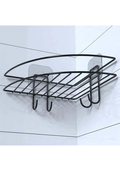 Yapışkanlı Banyo Köşeliği Kancalı Köşe Rafı Duş Şampuanlık Duvar Düzenleyici Organizer Raf - Ap91yt5128yu Siyah