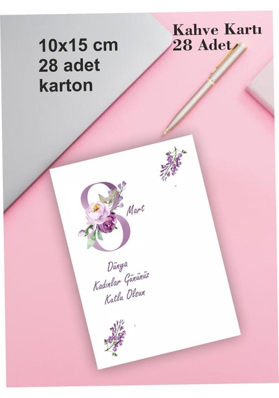 Kadınlar Günü Kahve Kartı 28 Adet - 8 Mart Kadınlar Günü Için