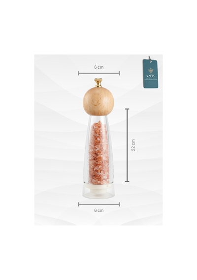 Chacha Home Luxury Bamboox Akrilik Tuz Ve Karabiber Değirmeni Baharat Öğütücü Şeffaf Lüx Gold Detaylı Büyük Boy