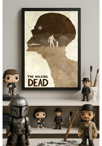 The Walking Dead Siyah Ahşap Çerçeveli Poster, Dekoratif Oyun Duvar Tablosu