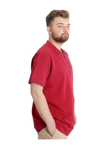 Mode Xl T-Shirt Polo Likralı Fermuarlı Yaka 21029 Bordo 001
