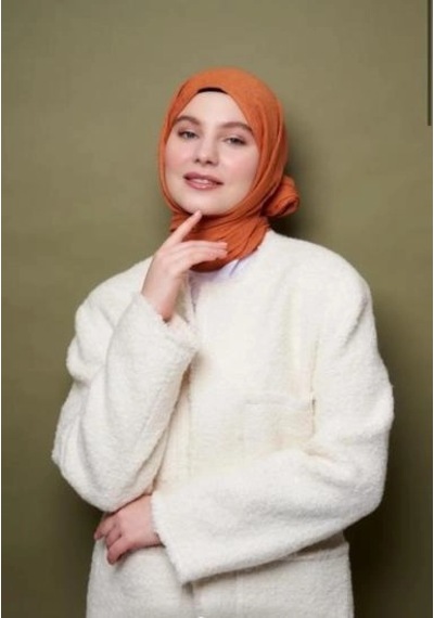 Modakaşmir Kiremit Bambu Şal Açık Turuncu