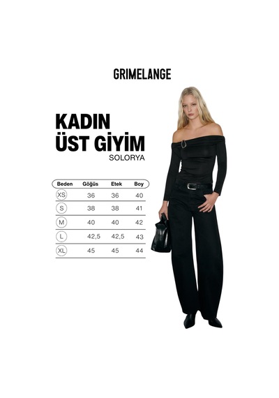 ETHIQUET SO ORYA Kadın Esnek Kumaşlı Omuzları Açık Toka Detaylı Siyah Bluz
