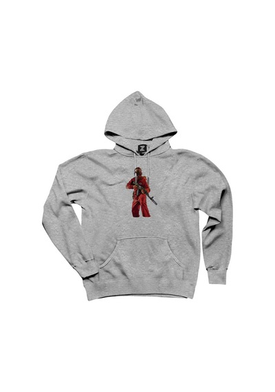 GTA Robber In Red Suit Man Gri Kapşonlu Sweatshirt Hoodie Gri
