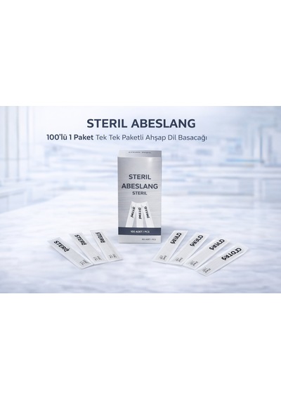 Steril Abeslang 100'lü 1 Paket Tek Tek Paketli Ahşap Dil Basacağı Medikal Spatula