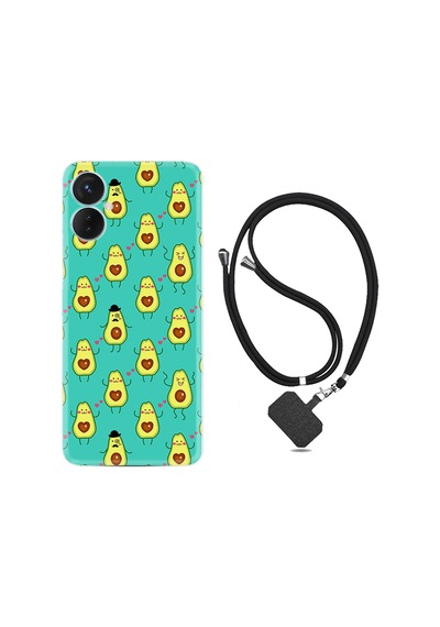 Tecno Spark 9T Kılıf İpli Boyun Askılı Desenli Silikon Oynayan Avokadolar 1770