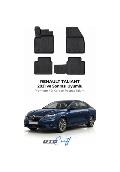 Otocraft Renault Taliant 2021+ Araca Özel 4d Karbon Oto Paspas Havuzlu Tam Set