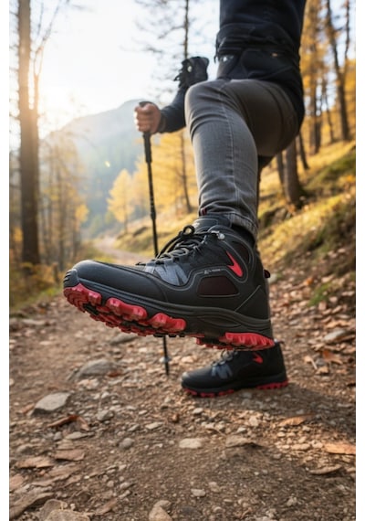 Enoch Erkek Siyah Kırmızı Waterproof Outdoor Trekking Ve Dağ Yürüyüş Botu Siyah - Kırmızı
