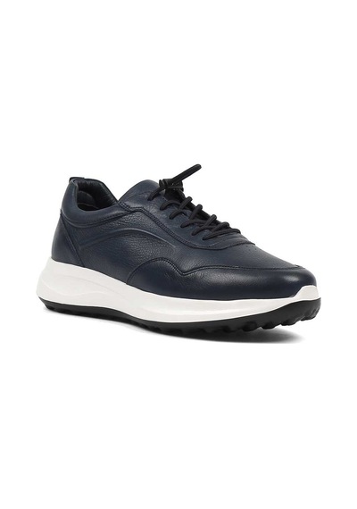 Erkek Lacivert Bağcıklı Kalın Tabanlı Sneaker