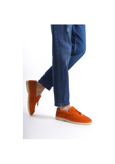 Mubiano Hakiki Deri Collection Kadın Süet Loafer & Babet Oranj -mckry1410-orj Oranj
