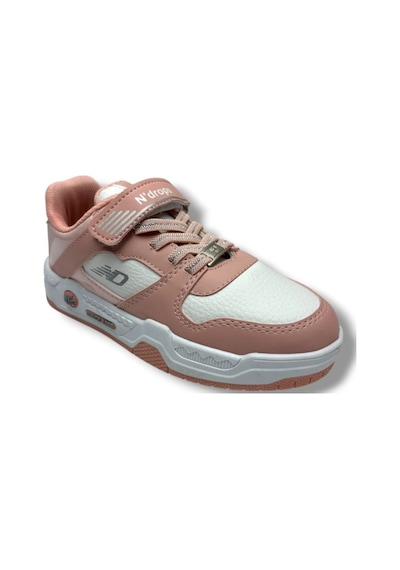 Ndrops 012-26 Deri Cırt Bantlı Kız Çocuk Sneaker Pudra Beyaz 31-35 Pudra
