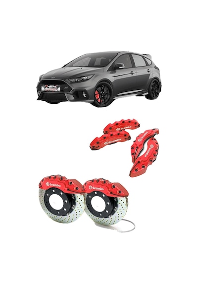 Kaliper Kapağı 4'lü Set, Kırmızı, Ön 28 Cm Arka 24 Cm, Isıya Dayanıklı Abs