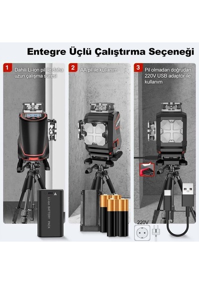 Kobb Kbl36gtp Yeşil Çapraz Çizgi Lazer Distomat + Uzaktan Kumanda + Tripod + Taşıma Çantası