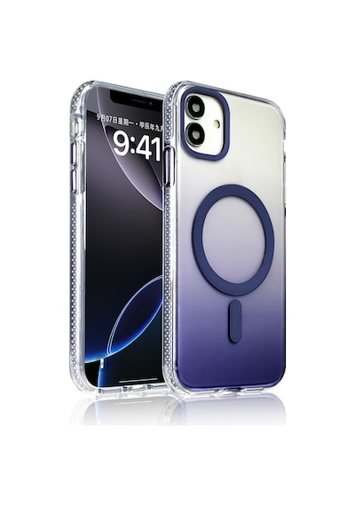 Zore İphone 14 Pro Max Kılıf M-safe Şarj Özellikli Transparan Renk Geçişli Nvth Toros Kapak - Mor